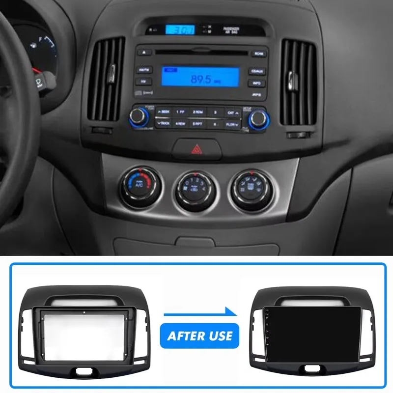 Double Din 9Inch Car Stereo Dash Radio Mounting Kit For Elantra Avante 2006-2010 Including Fascia Trim Panel-A67F