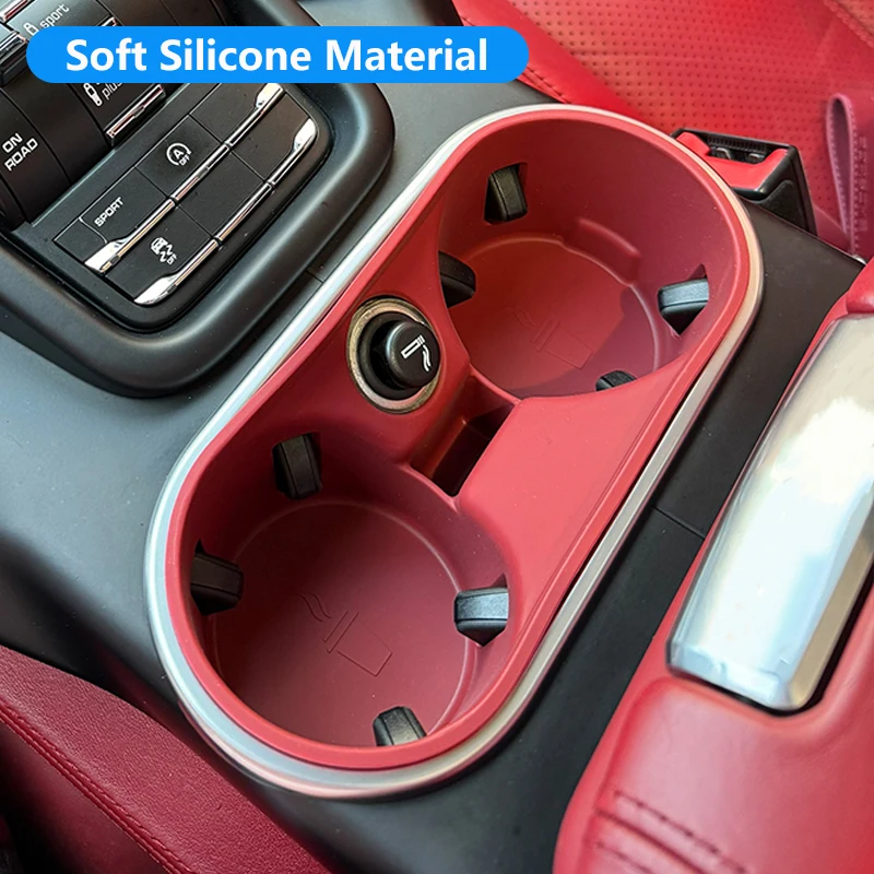 Silicone Car Cup Holder For Porsche Cayenne 958 2011 2012 2013 2014 2015 2016 2017 Insert Coaster Drink Organizer Accessories
