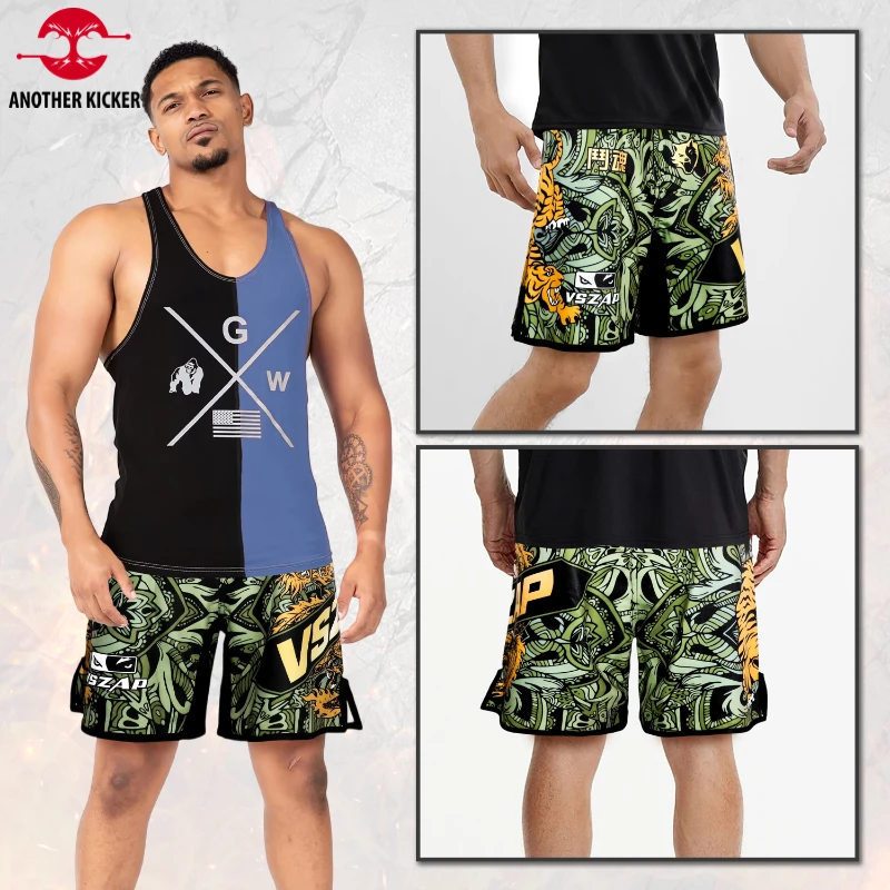 MMA Shorts Men's Boxing Pants VSZAP Dragon Tiger Kickboxing Training Grappling Shorts Gym Martial Arts Muay Thai Cage Fight Wear