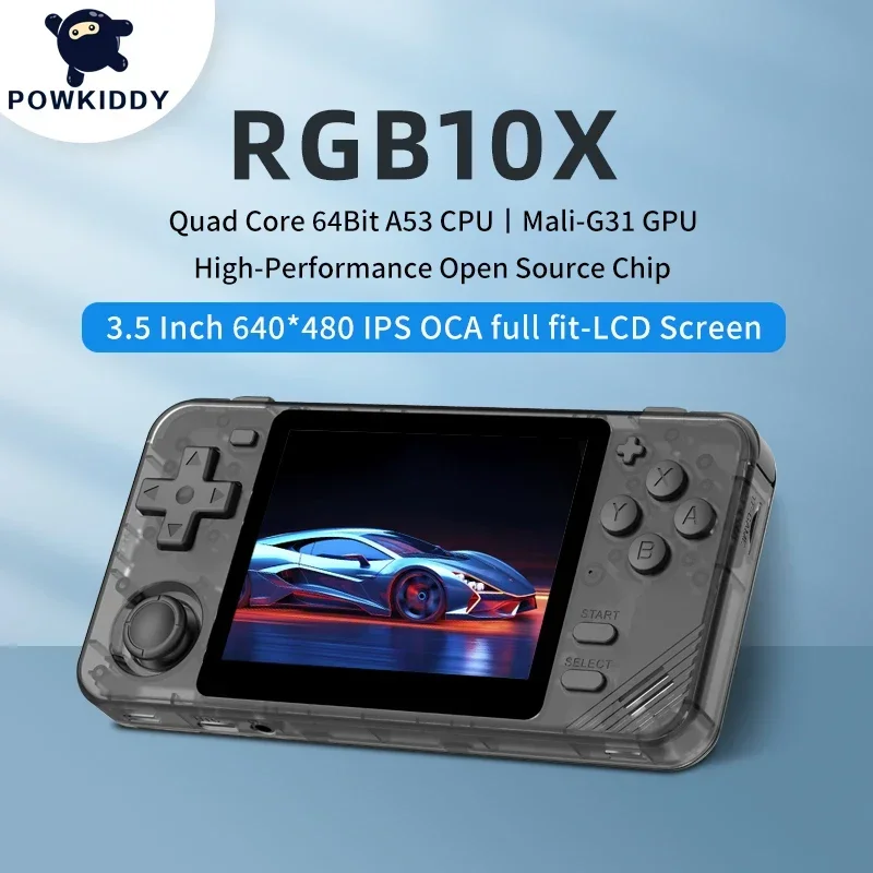 Powkiddy RGB10X Retro Handheld Game Console 3D Game 3.5 inch IPS OCA full fit Portable Video Game Player for Kids