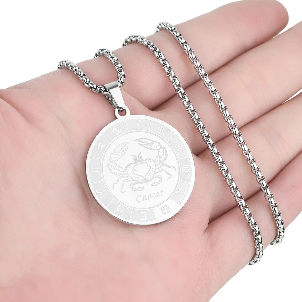 Cancer Zodiac Sign Pendant Necklace For Women 12 Constellation Cancer Jewelry Choker Charm Chain Birthday Gift Female Collar