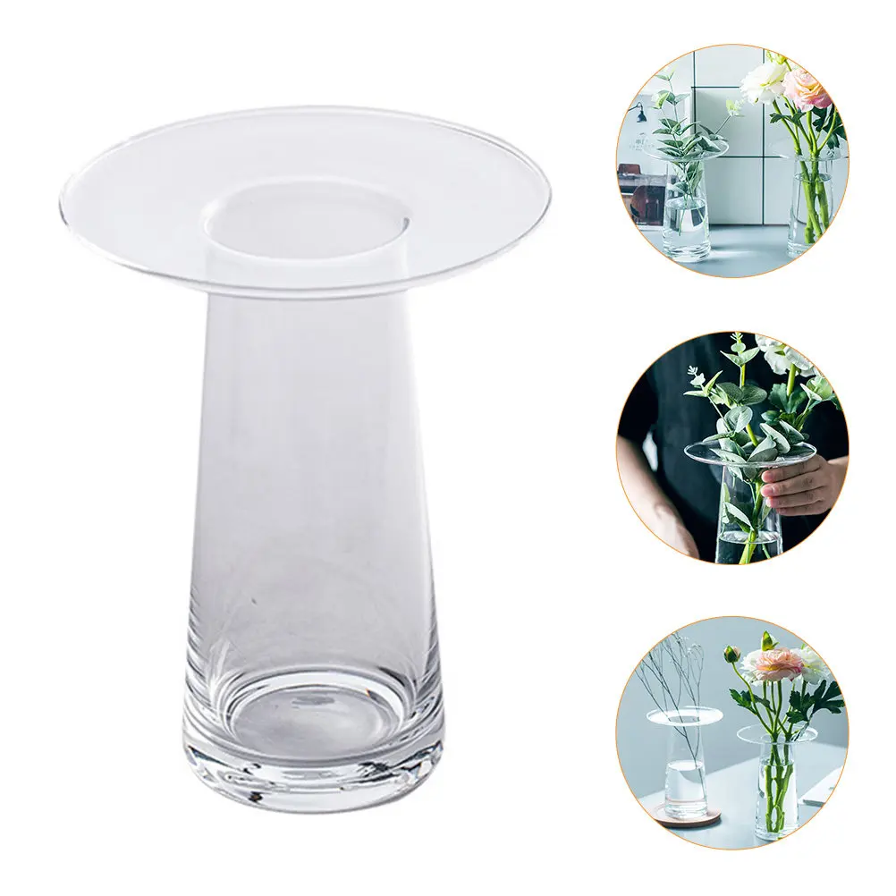 1Pcs Sturdy Reusable Glass Vase Modern Minimalist Flower Vase for Home Decor Office Desk Balcony Fresh Flower Arrangement