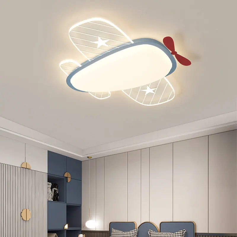 Nordic Cream Style Children's Room Light Creative Personality Aircraft Astronaut Eye Protection Light Boys Room LED Ceiling Lamp