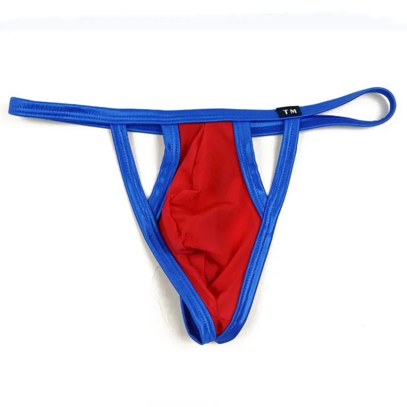 Light Breathable Men Two Tone Thongs Thin Elastic Waistband Slim Straps Comfort Contour Pouch Daily Home Male Underwear