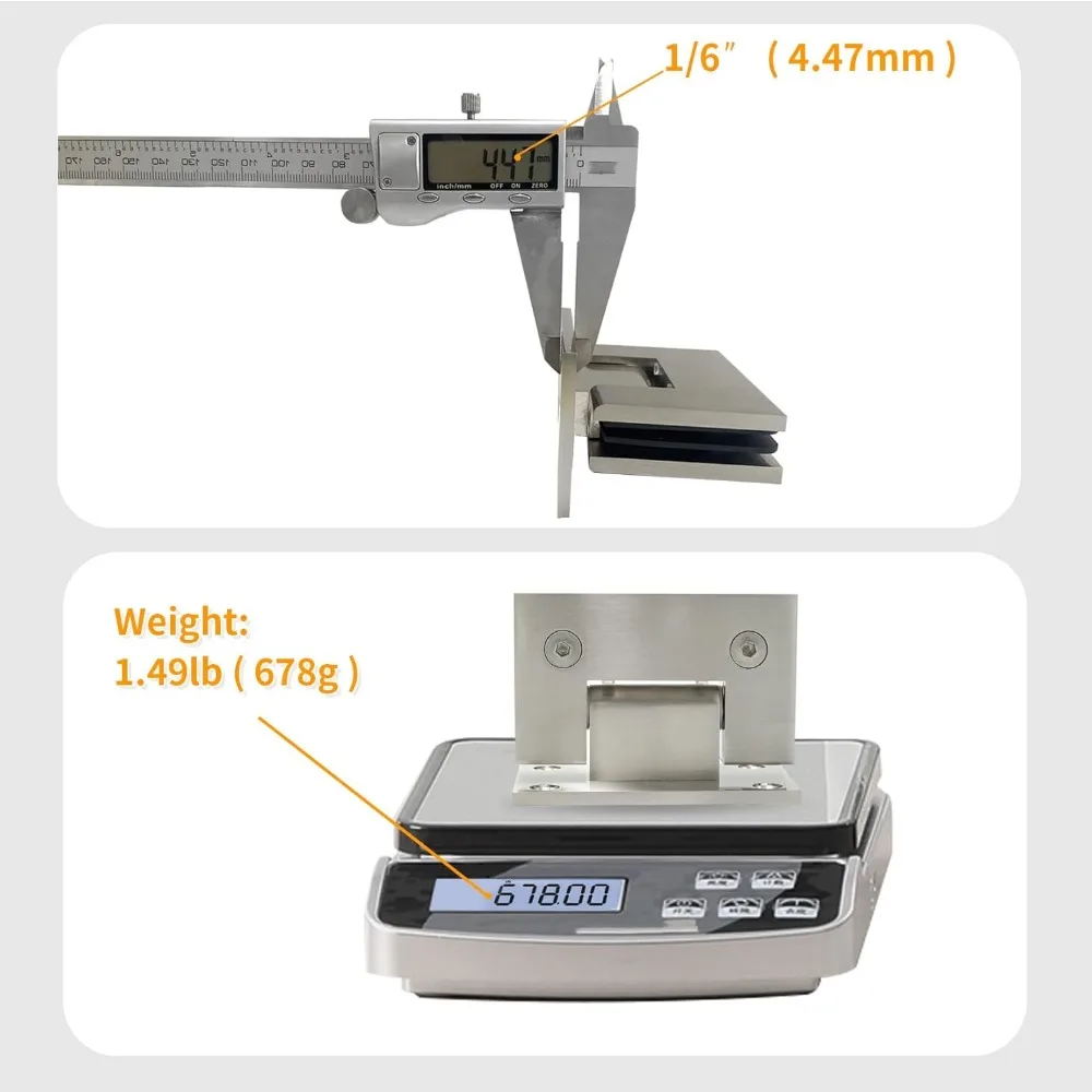 مفصل باب دش نحاسي صلب عالي التحمل 90 درجة، مناسب للزجاج المقسى السميك 3/8 إلى 1/2، تركيب من الجدار إلى الإطار، Du