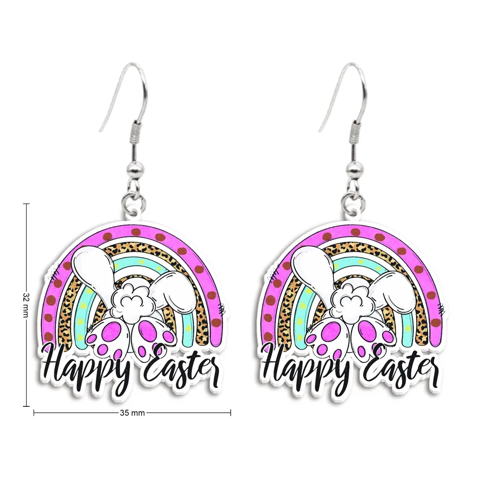 

Factory Best Selling Cartoon Easter Leopard Print Element UV Printing Acrylic Stud Earrings Cute For Women Jewelry