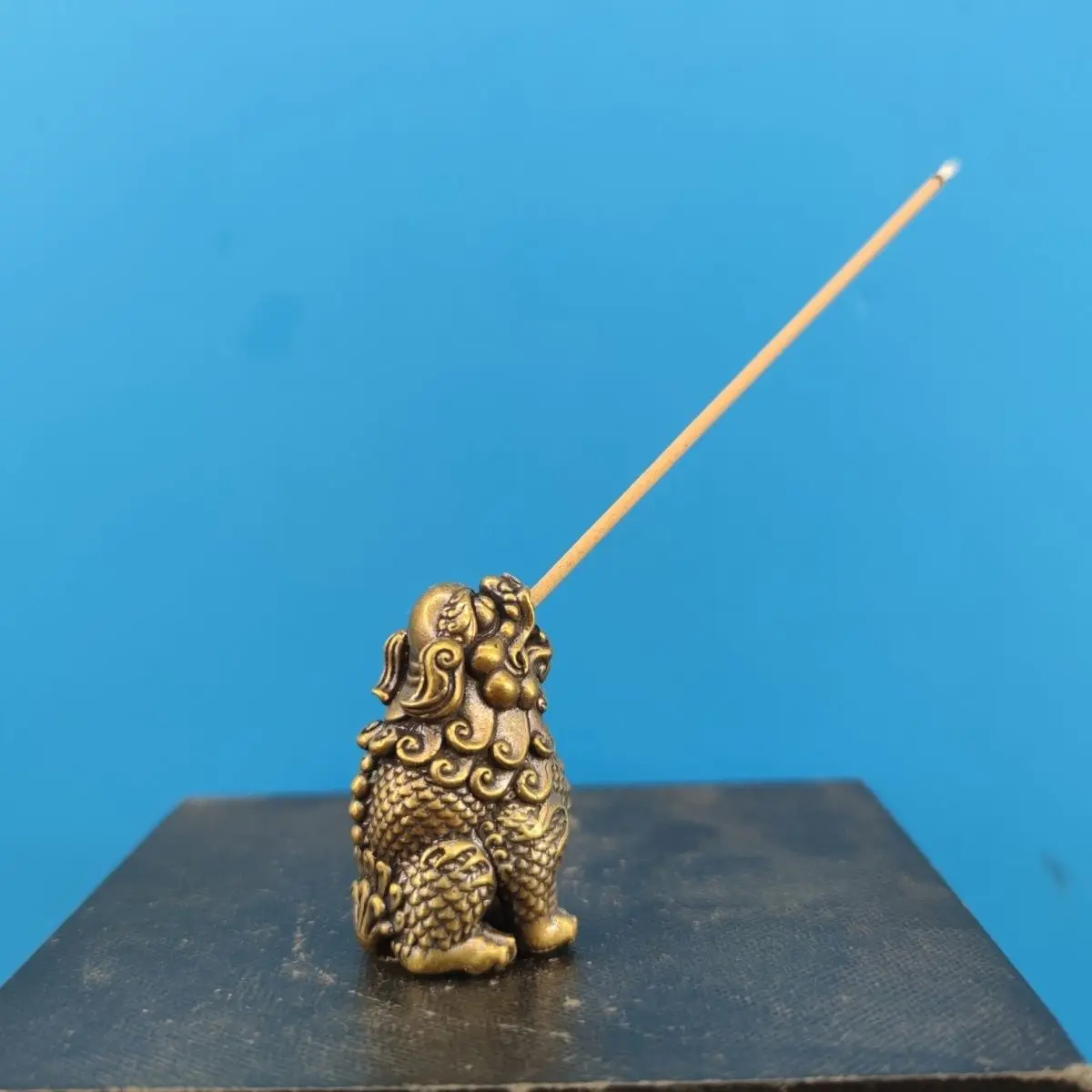 Solid Brass Mythical Animal  Tea Pet Incense Burner Desktop Decorative Item Line Incense Inverted Flow  Insert Creative Gift