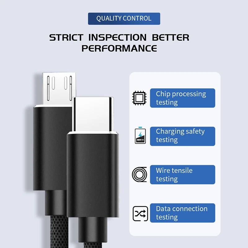 Micro USB To USB Type C Data Cable For Huawei Samsung Xiaomi Galaxy S21 S20 Macbook TPC Quick Charging Wire Phone Charger Cord