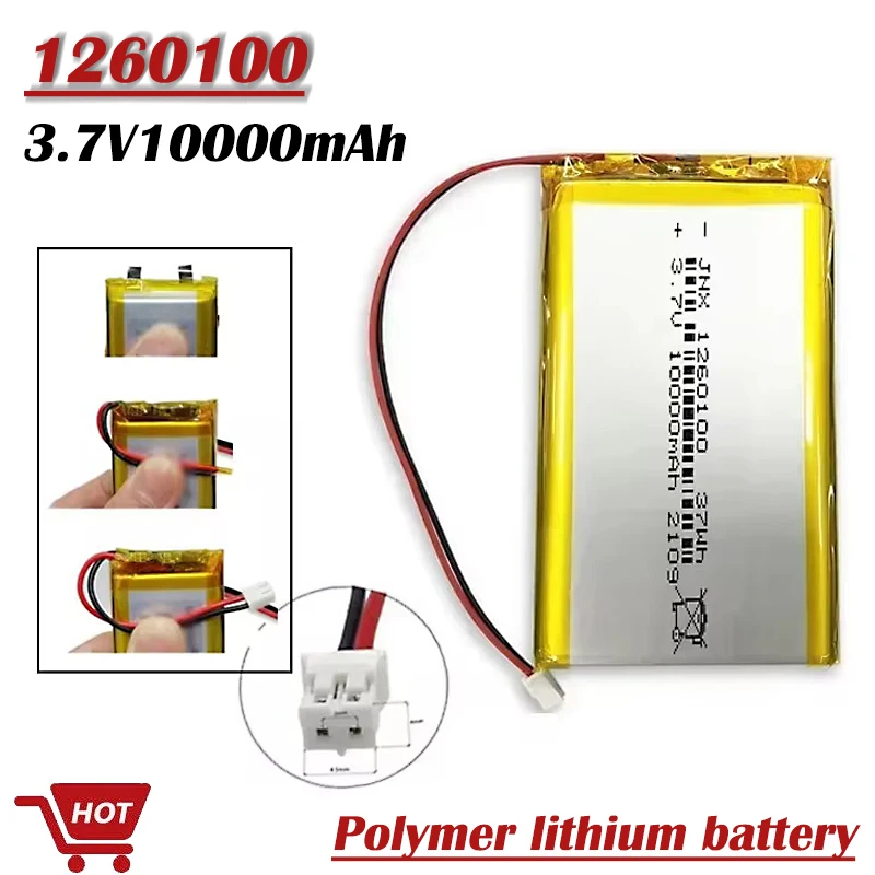 

3.7V 10000mAh 1260100 Rechargeable Polymer Batteries Lithium Ion Li-Ion Battery for Toy Power Bank GPS Laptop Camping Lights Diy