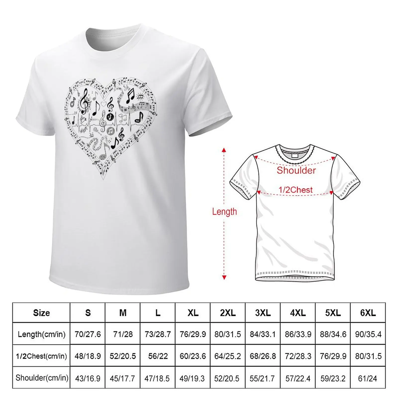 Musical Notes Music Lovers Design Heart Shape Valentines Day T-shirt shirts graphic tees for a boy black t shirts for men