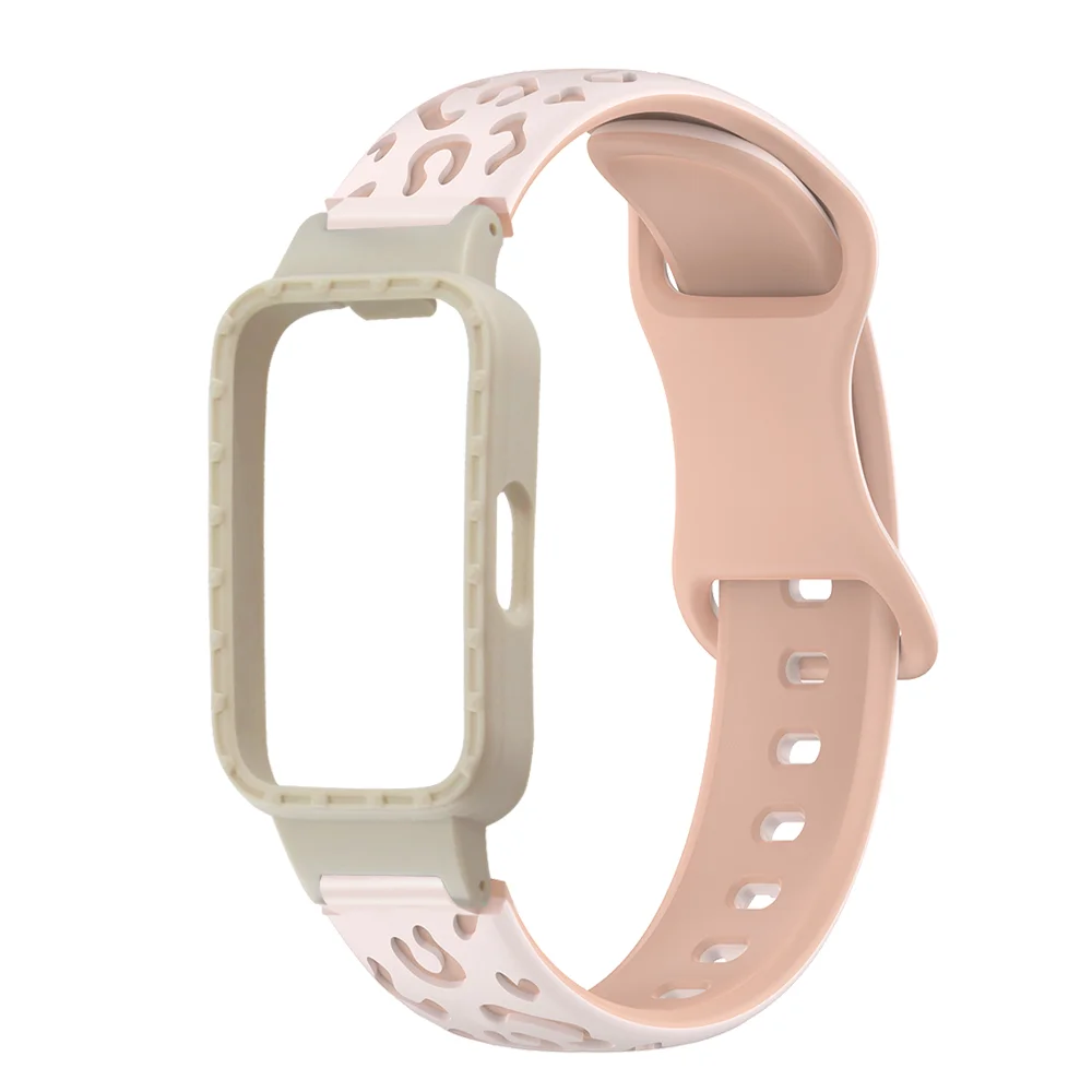 

Leopard Print Watch Strap with Protective Case For Huawei Band 8 Quick Release Sweatproof Silicone Sport Smart Watchband Unisex