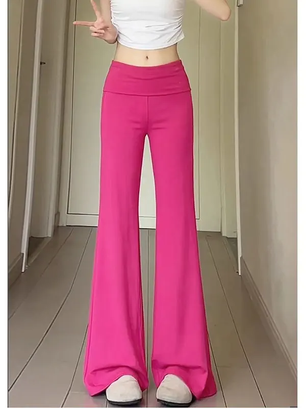 Low Waist Wide Leg Pants Women's Knitted Flare Yoga Casual Sweatpants Straight Leg Elastic 2025 New Summer Faion