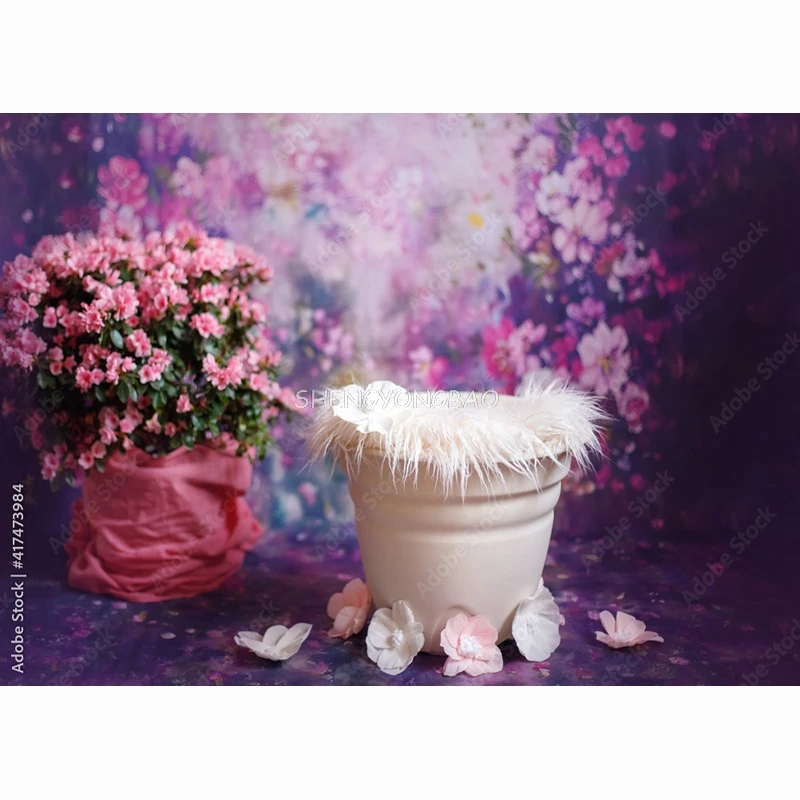 SHENGYONGBAO Newborn Backdrop Floral Swing Birthday Artistic Background Basket Stars Baby Studio Photography Background ZZ-07