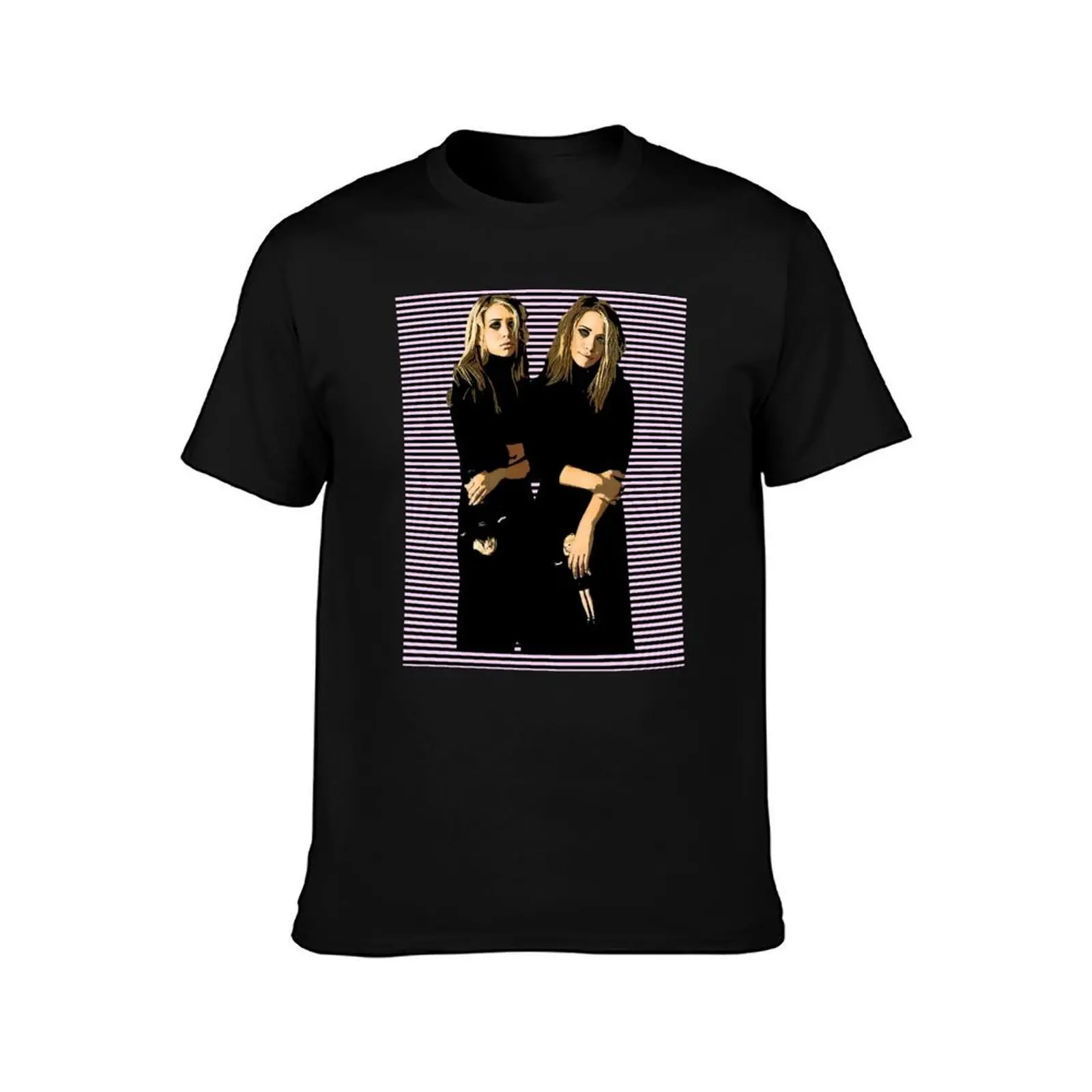 mary-kate and ashley olsen twins fan art T-Shirt, Summer Casual Cotton Tee, Oversized Streetwear Tops, Vintage Graphic Print