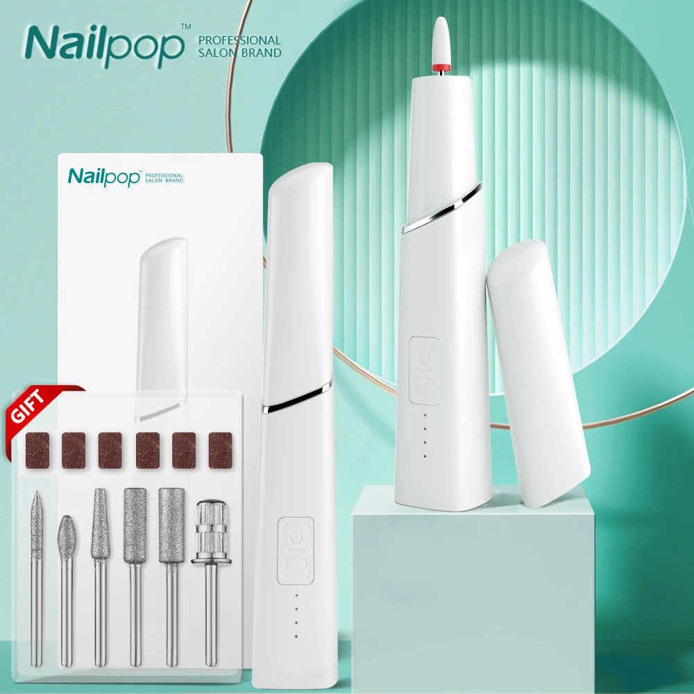 Nailpop Electric Nail Drill Machine Kit Manicure Pedicure Sanding Set Ceramic Polish File Nail Drill Portable Equipment Tools