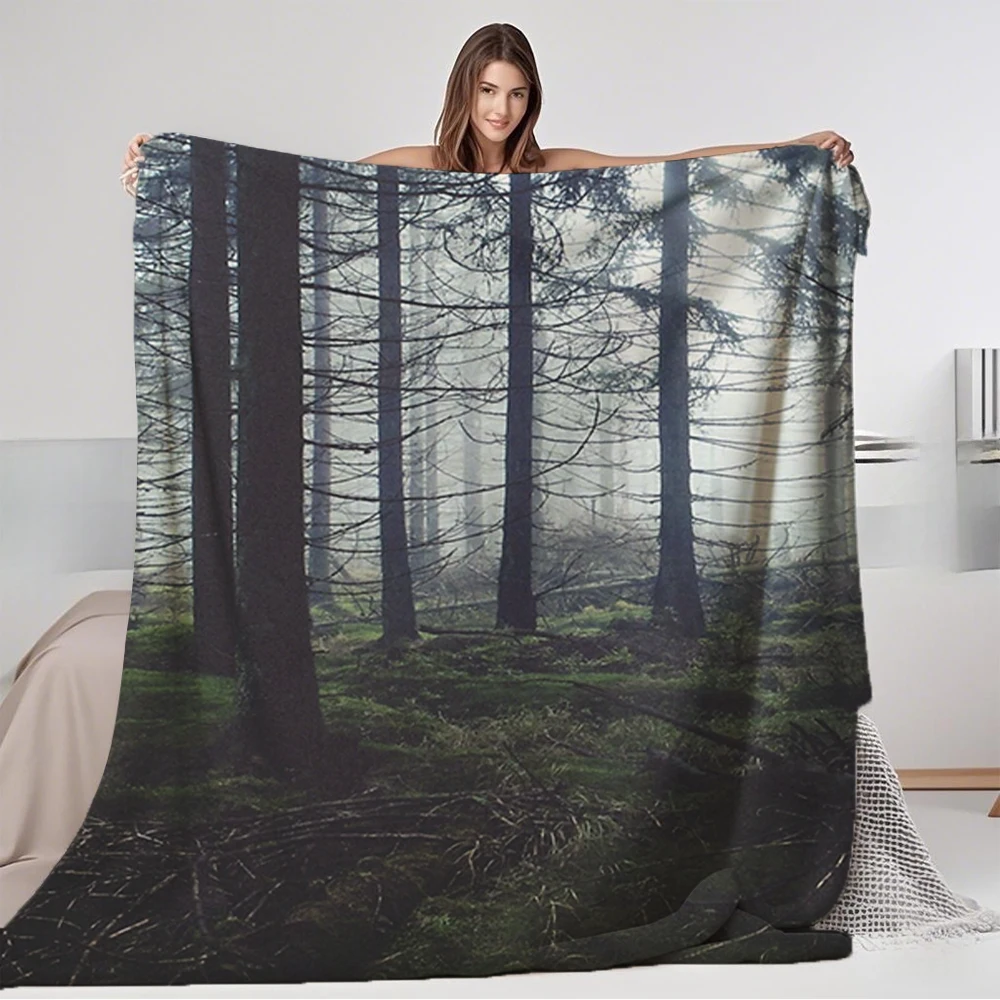

Flannel Scandinavian Blanket Through The Trees Duvet Cover Bedcover Machine-Washable Blankets Perfect For Couples Seniors