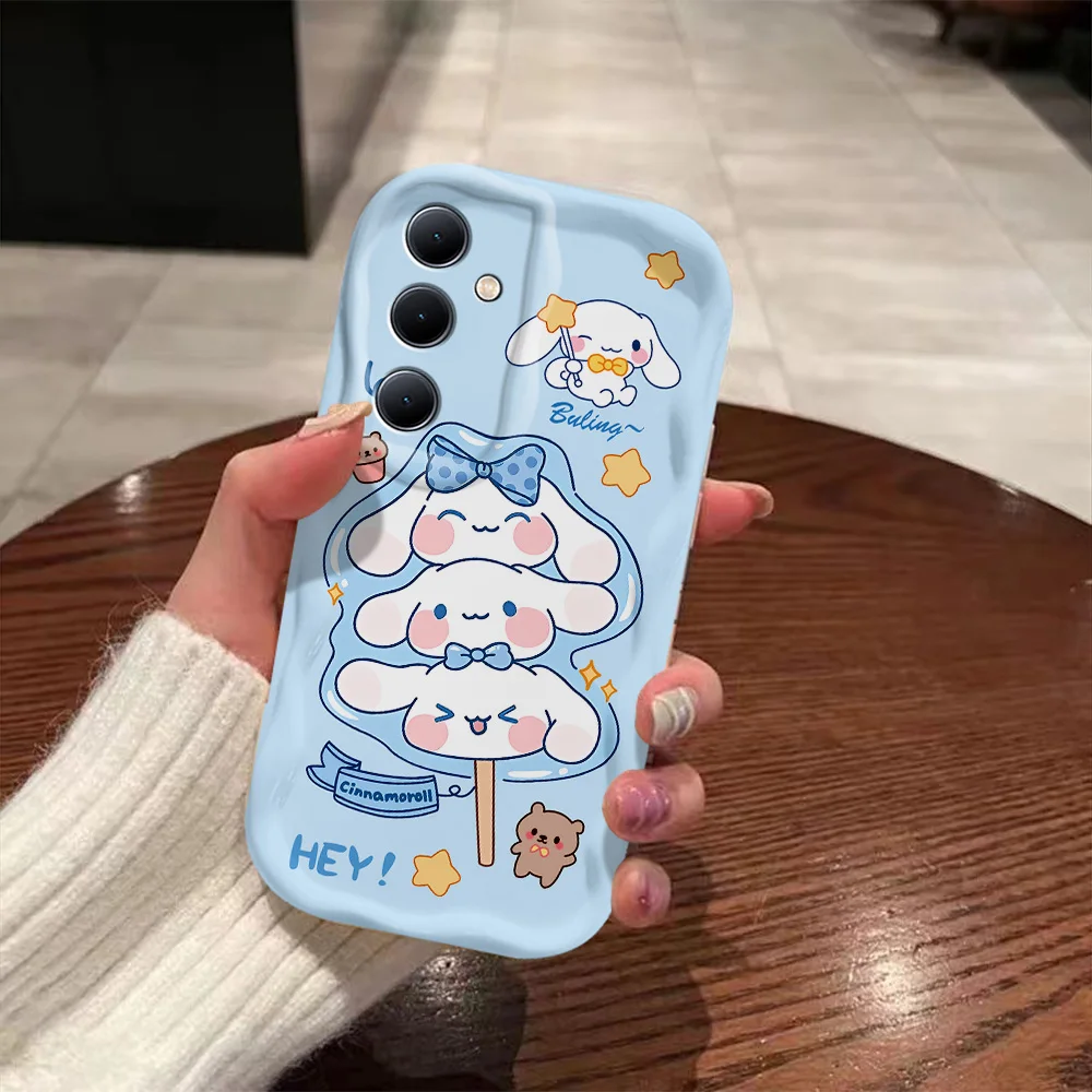 Cartoon HelloKitty Cinnamoroll3D Wave Case for Samsung A73 A72 A71 A55 A54 A53 A35 A34 A33 A25 A24 A23 A15 A14 A13 4G 5G Cover