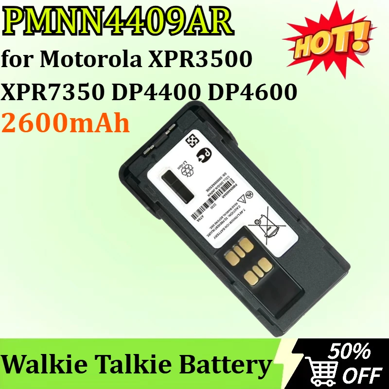 

2600mAh PMNN4409AR Li-Ion Walkie Talkie Battery Type-C for Motorola XPR3500 XPR7350 DP4400 DP4600 P6600i XIR P6620 DP2400E