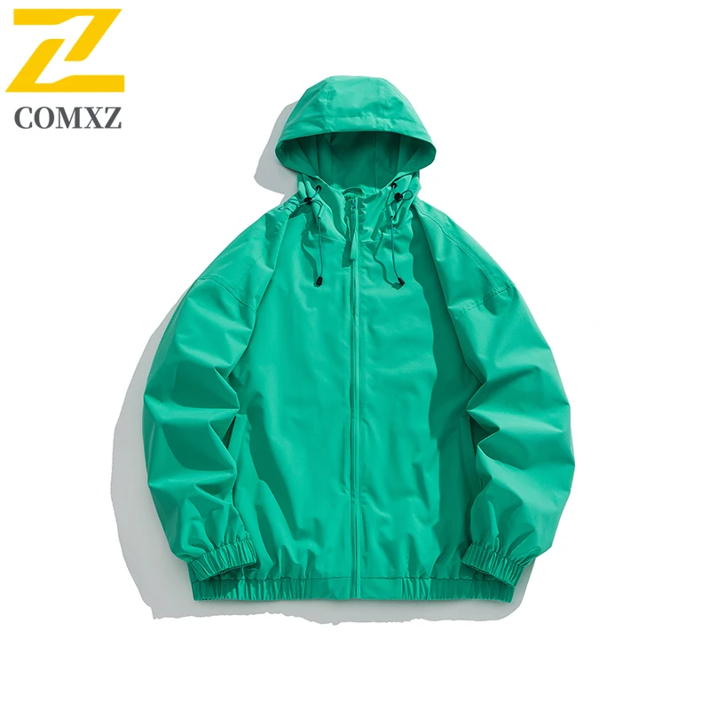 

Men Jacket Hooded Contrast Color Windproof Waterproof Outerwear Outdoor Camping Trekking Travel Lightweight Breathable Jackets