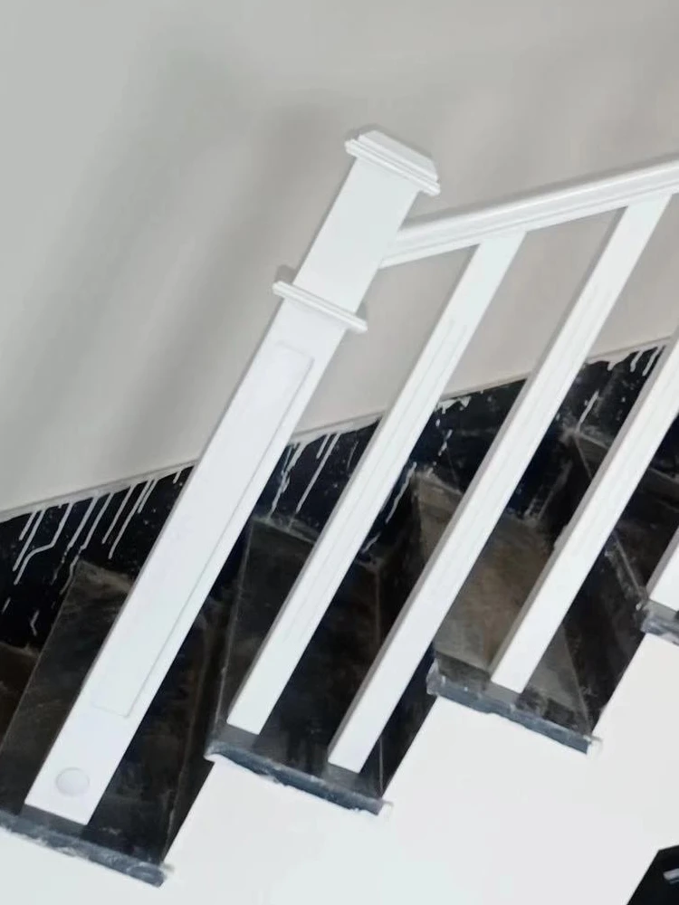 Indoor staircase column handrail New Chinese style white, gray and blue modern style villa, foreign house, floating window guard