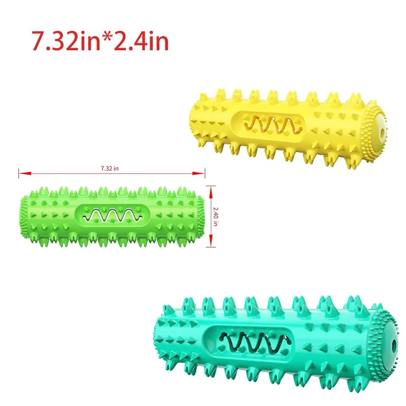 Squeaky Dog Toothbrush Chew Toy Durable Serrated Rubber Molar Stick Teeth Cleaning Treat Leakage Pet Dental Care Supplies