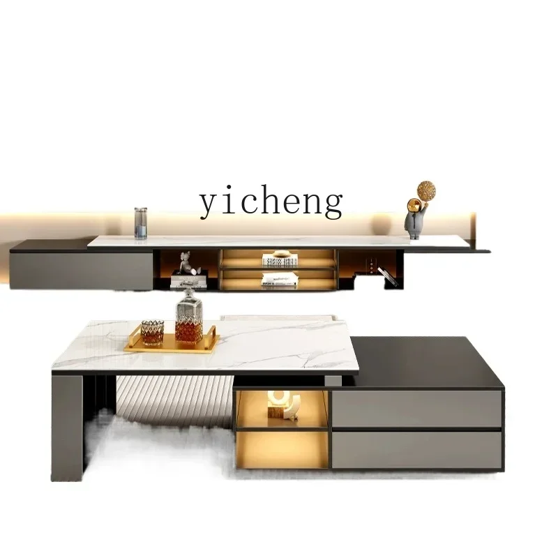

light luxury TV cabinet modern simple household living room locker small telescopic coffee table TV cabinet