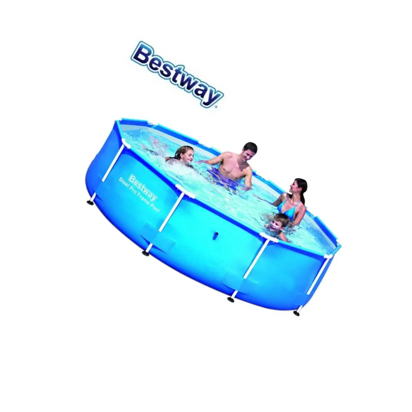 56406 Bestway STEEL PRO Piscina de Estructura Redonda de 10' de Diámetro y 30" de Altura para Familias, Piscina Elevada para Exteriores de 305 cm de Diámetro x 76 cm de Altura, Sin Filtro