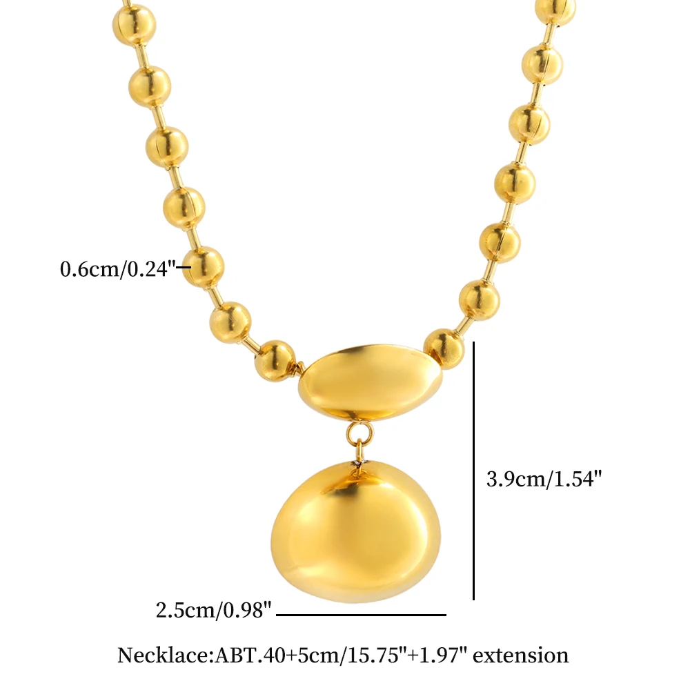 2026 JINHUI Fashion Double Olive Hemisphere Pendant Necklace Stainless Steel Beads Clavicle Chain Women's Stackable Wear Jewelry