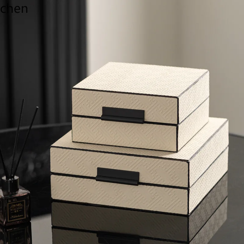 CZ Beige Leather Decorations Model Room High-End Jewelry Box Cloakroom Study Room Ornaments