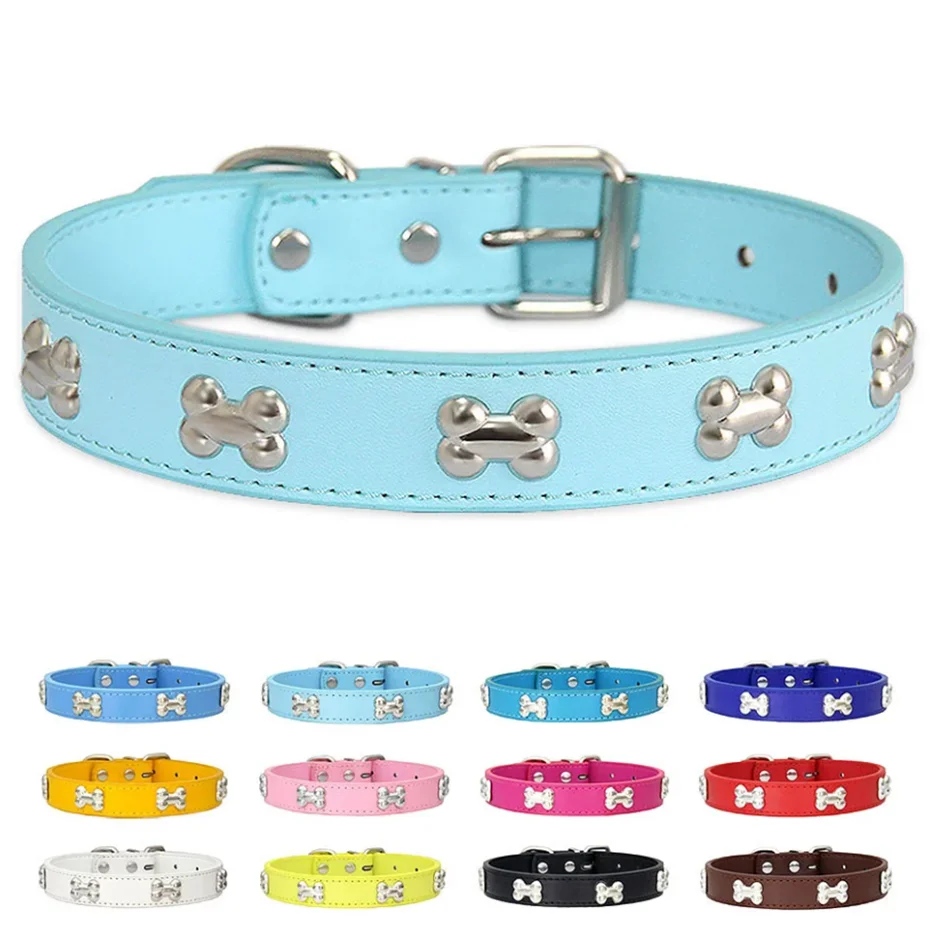 Leather Dog Collar Personalized  For Big Dogs Cute Cat Dog Collars Luxury Designer Leather For Small Dogs Cats Pet Accessories