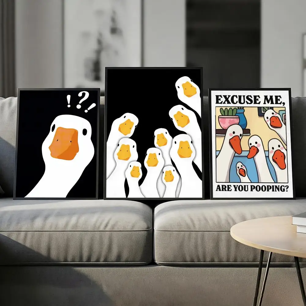 Duck Excuse Me Are You Pooping Poster Modern Aesthetic Wall Art Print Room Decoration Items for Bedroom Home Decor Gift view 2