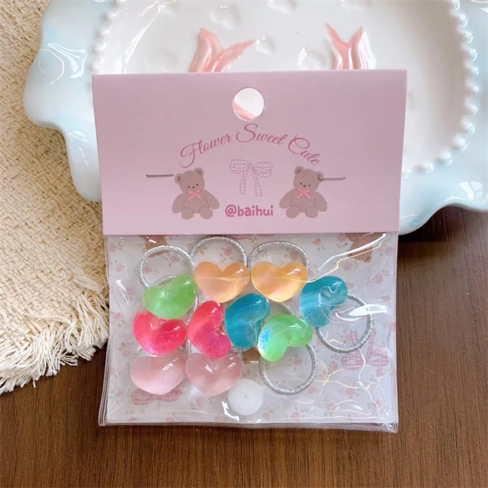 10pcs Children's Cute Cartoon Fruit Small Elastic Hair Band Girls Love Star Hair Rope Tie Ponytail Holder Rubber Band Headwear
