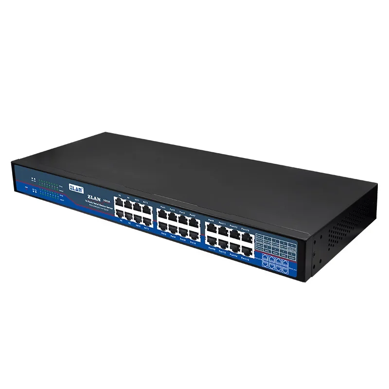 16 Poort Isoleren Serieel Naar Ethernet Tcp Ip Converter Modbus Rtu Tcp Seriële Server Industriële Gateway Zlan5g00a