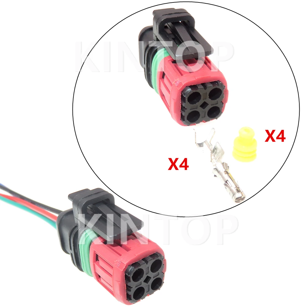 1 Set 4 Pins Auto Fuel Injector Wiring Harness Car Oxygen Sensor Connector With Wires 1337352-1 Waterproof Wiring Socket Starter