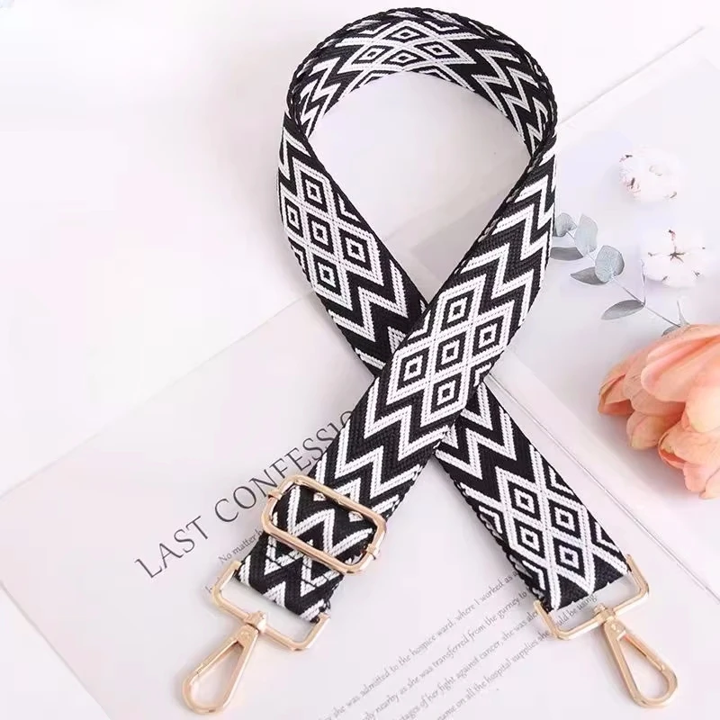 Bohemian Chevron Wide Bag Strap Adjustable Crossbody Shoulder Belt Replacement for Women Handbag