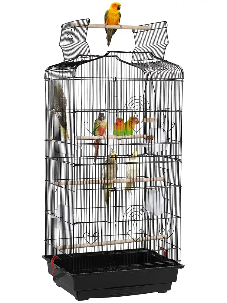 Large Metal Bird Cage with Play Top for Parakeets and Lovebirds, Durable and Strong，18.10 X 13.90 X 36.20 Inches