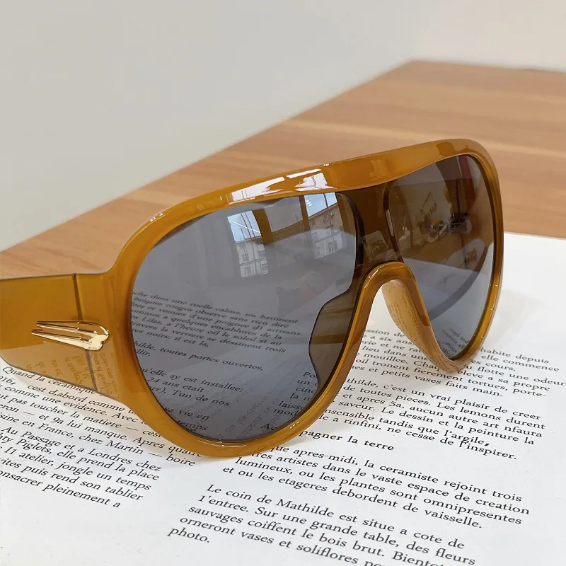 Y2K Oversized Shield Mask Sunglasses Women Futuristic Visor One-Piece Steampunk Big Frame Goggles Punk Shades Windproof Eyewear