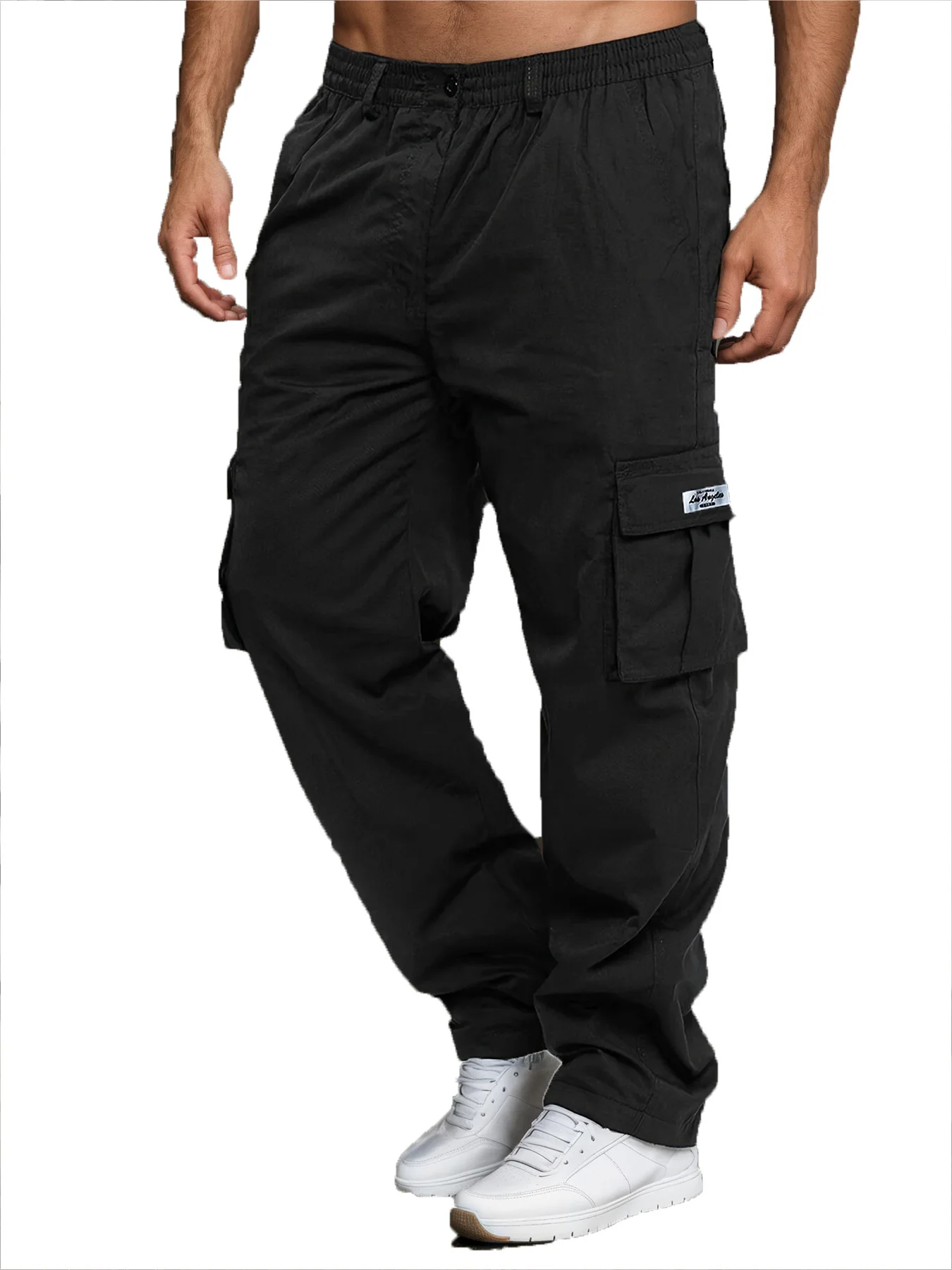 Mens Loose Oversized Drawstring Long Pants Men Multi-pocket Pants Sweatpants Straight Fit Joggers for Sports and Streetwear Pant