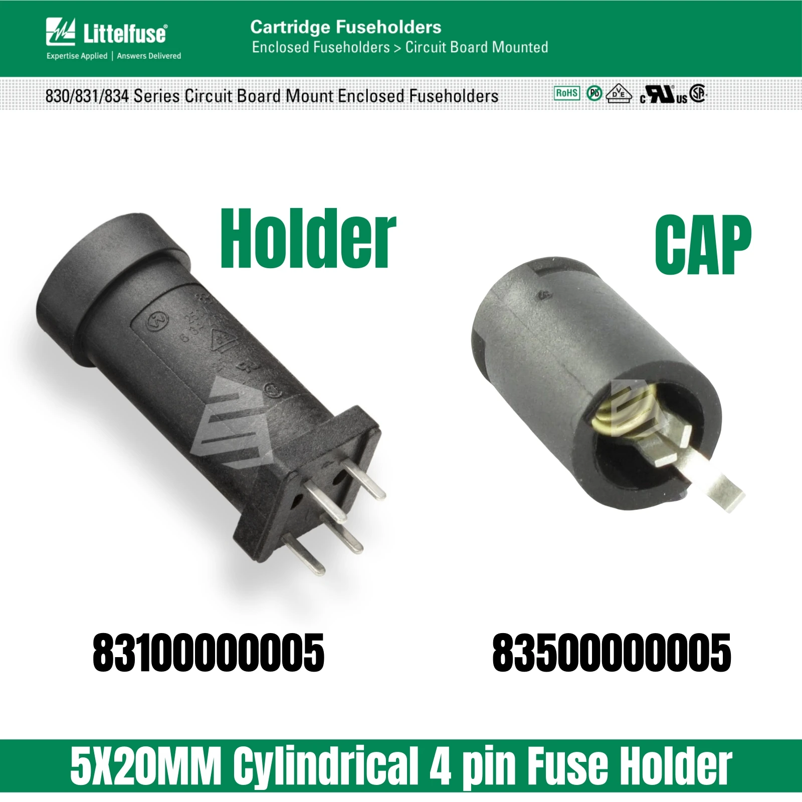 

Оригинальный Littelfuse 5X20 5*20 мм 83500000005 Цилиндрический держатель предохранителя для монтажа на печатной плате, номинальный 16 А, 16 А, 250 В 83500000005 КЕПКА FLUSH MNT