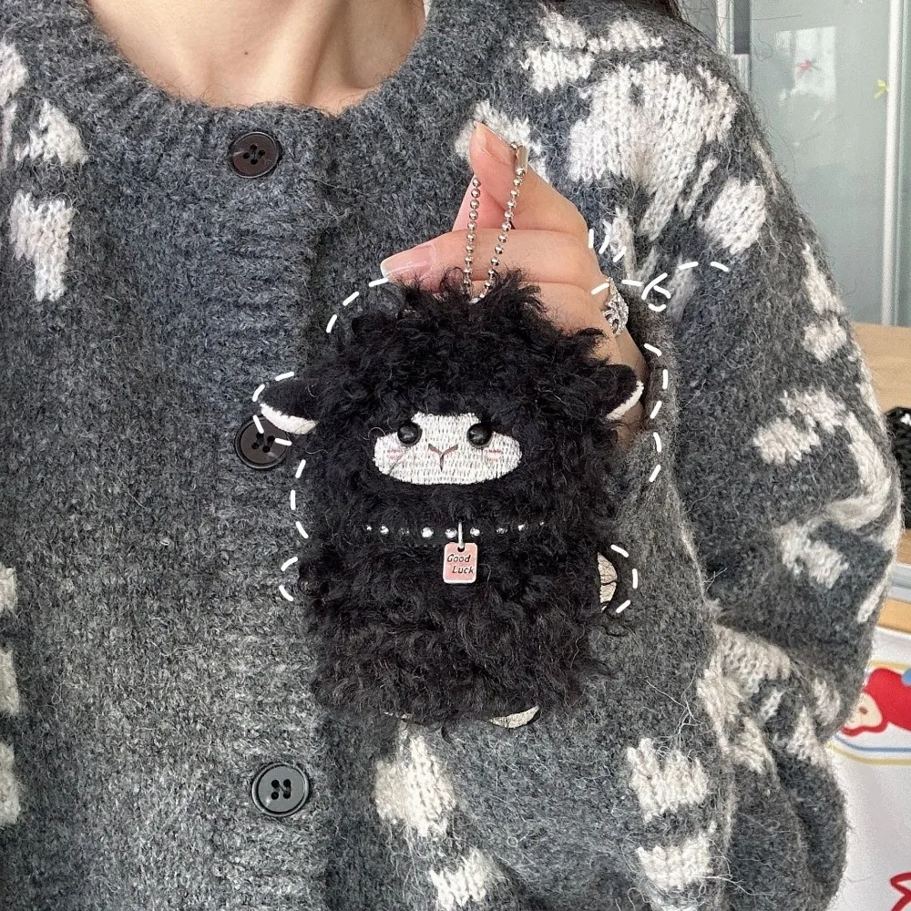 Sheep Doll Hanging Ornament Stuffed Animal Fluffy Fabric Plush Lamb Keychain Soft Plush Metal Key Ring Cartoon Sheep Bag Charm