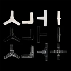 Fish Tank Aerator Oxygen Pump Crystal/Black/White 4mm Tee Straight Elbow Y-shape 4-Way Connector Aquarium Accessories 10/50Pcs