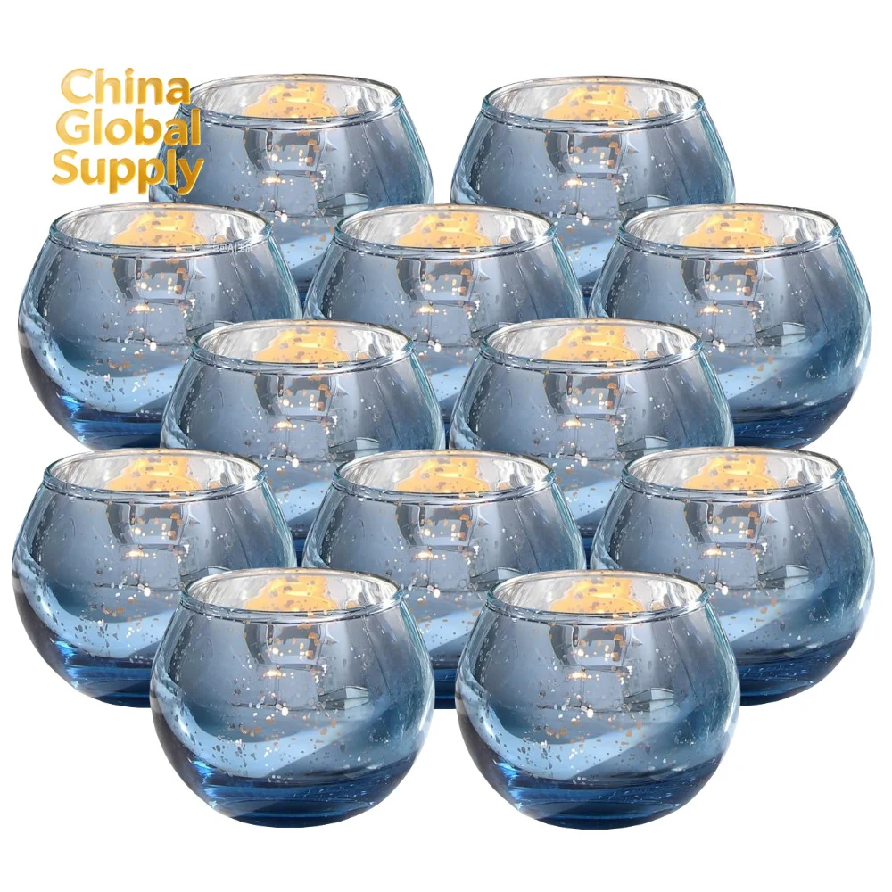 6/12Pcs Mercury Glass Votive Candle Holders Tea Lights Candlestick for Home Decor Wedding Birthday Party Table Centerpieces