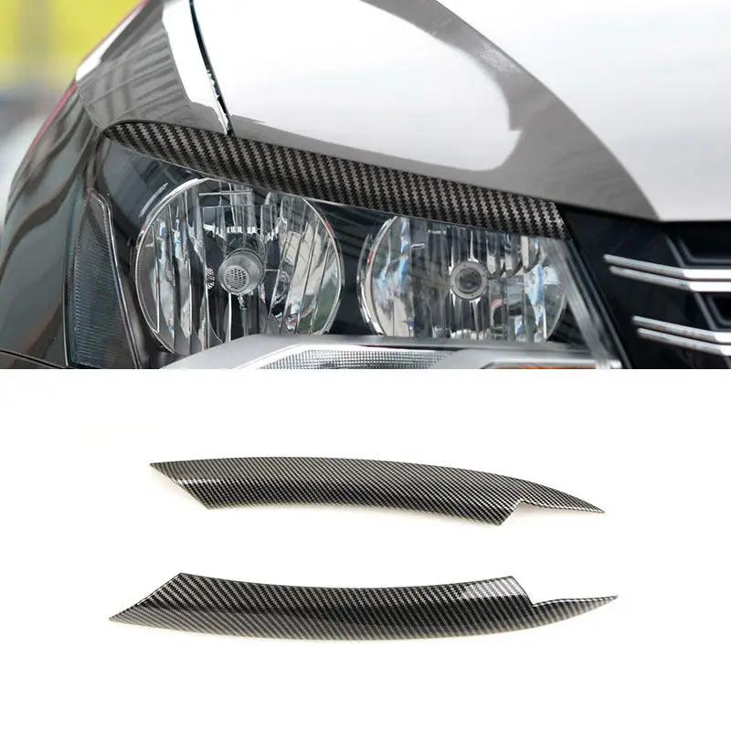 

Carbon Fiber Texture / Glossy Black 2pcs For VW Magotan Passat B7 2011 2012 -2015 Car ABS Headlights Eyebrow Eyelids Cover Trim