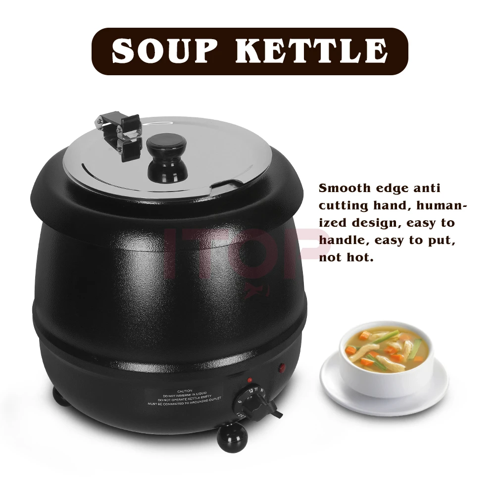 GZZT 10L Stainless Steel Electric Soup Kettle 400-475W 60-95℃ for Soup & Warm Food CE/EU Certified Electric Soup Pot Cooker