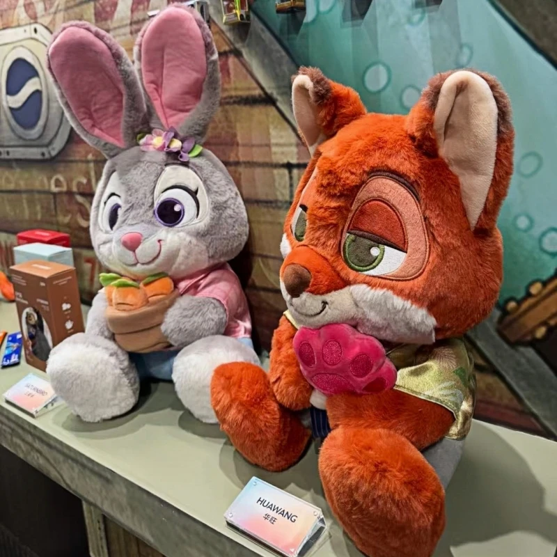 Serie Zootopia Judy y Nick muñecos de peluche juguete suave zorro conejo Kawaii decoración de habitación almohada rellena regalo para niñas