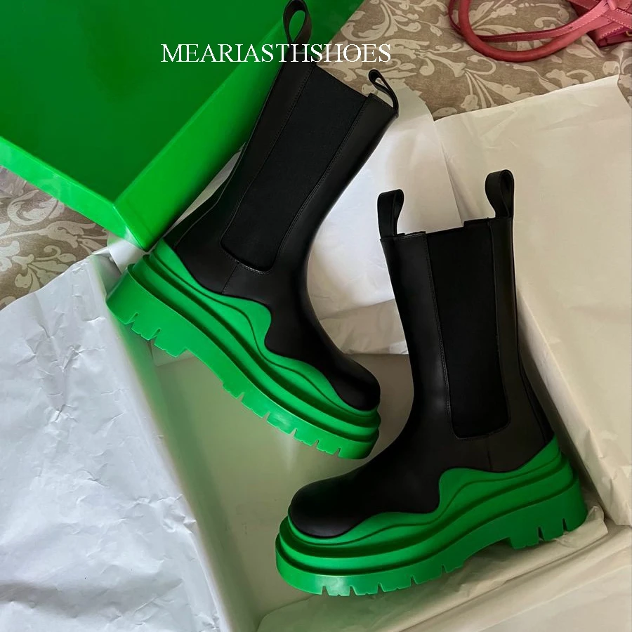 

NEW Autumn Women Boots Genuine Leather Shoes for Women Round Toe Chunky Heel Shoes Slip-on Chelsea Boots Daily Shoes Ankle Boots