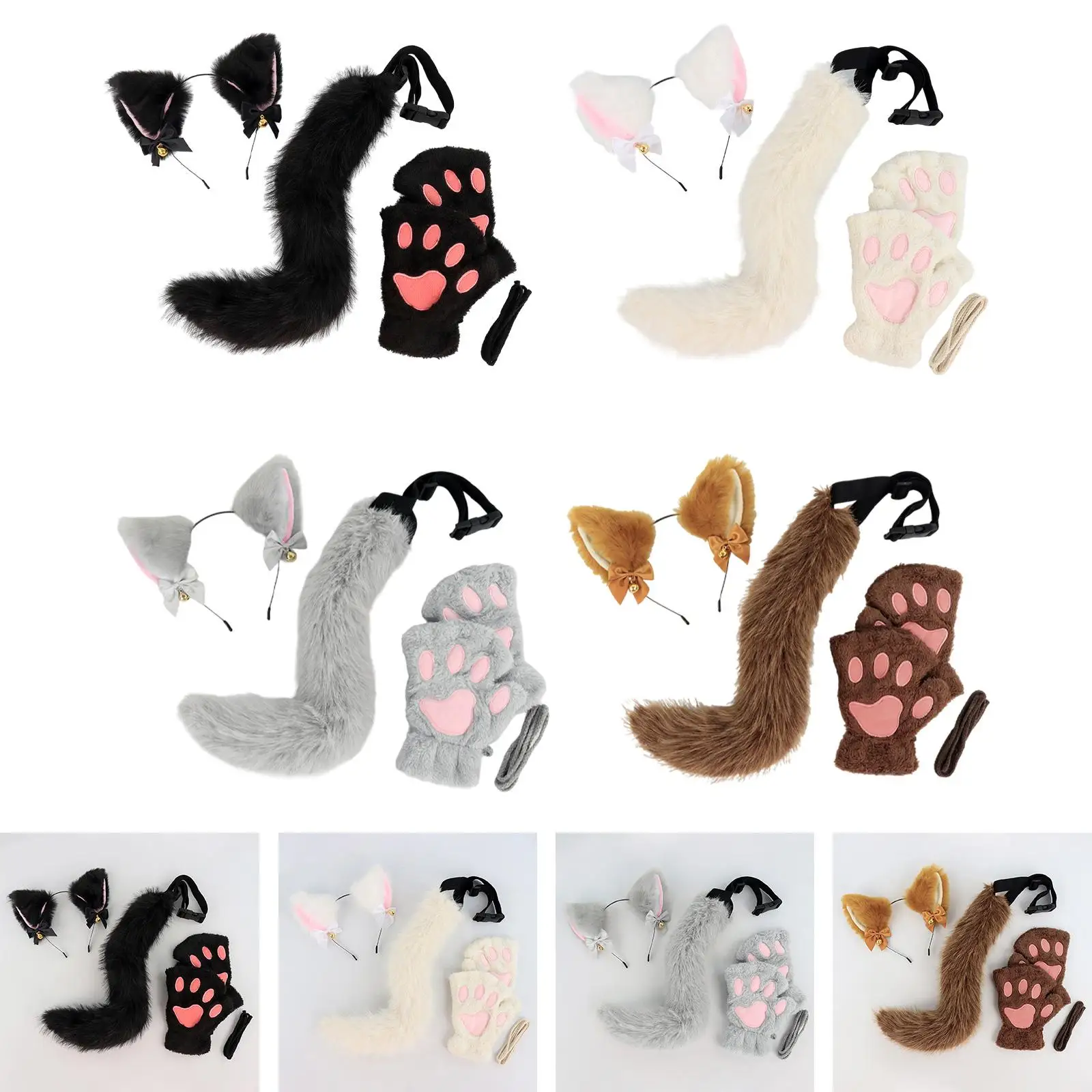 動物の耳カチューシャ テールセット アニメ コスプレ 愛らしい仮装 誕生日用