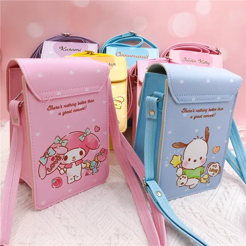 Bolsos de hombro para mujer Sanrio Anime Messenger Bag 12x7,5x17cm Mini monedero niñas almacenamiento portátil bolsa para teléfono móvil Original