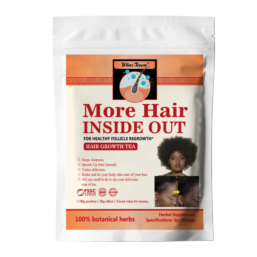 2 كيس شاي نمو الشعر، شاي الأعشاب الصيني الطبيعي، كيس شاي إعادة نمو الشعر للرجال والنساء 30 كيس شاي