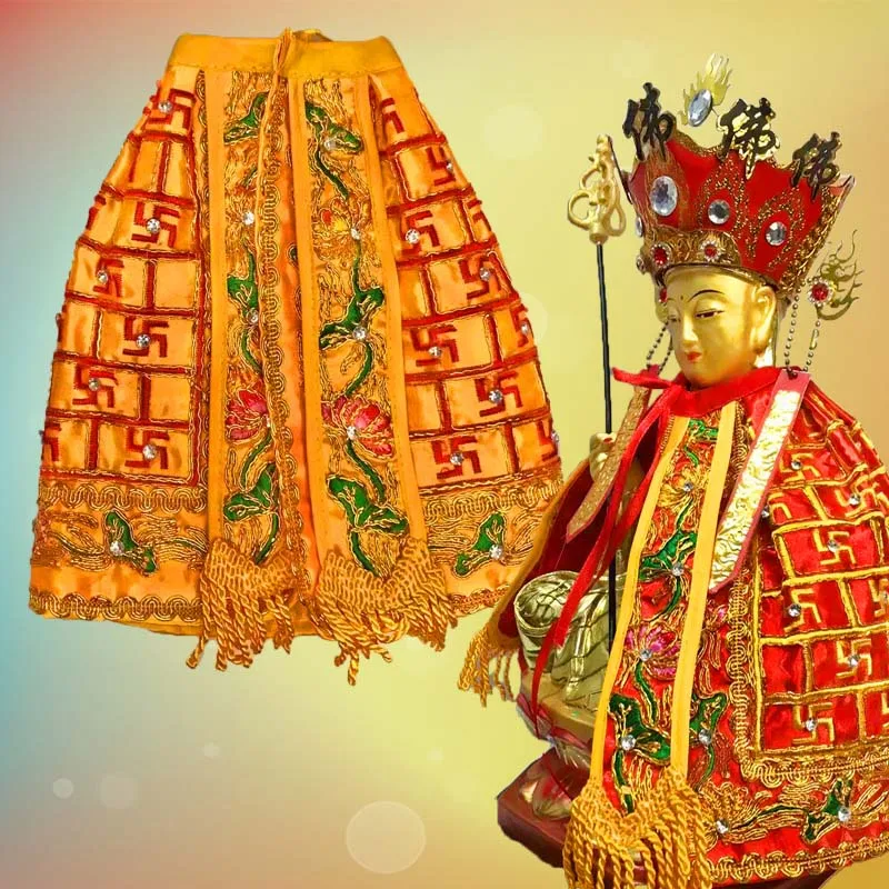 Buddha Statue Cape Shawl Satin Double-Layer Embroidery Earth Tibetan King Bodhisattva Ancestor Buddha Clothes